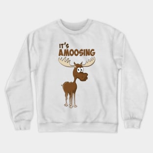 ‘It’s Amoosing” - vector illustration of a moose Crewneck Sweatshirt